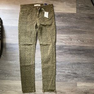 Zara Cheetah Print Mid Rise Skinny Denim Jeans